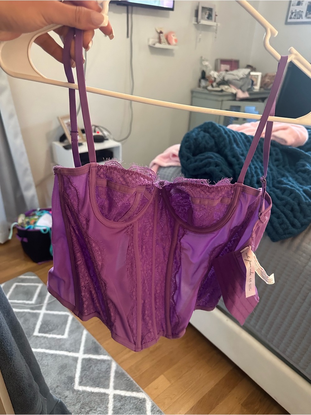 Urban Outfitters Purple Lace Bustier Bodysuit Top